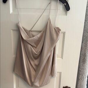 Cami NYC Tan Gold Asymmetrical Draped Camisole